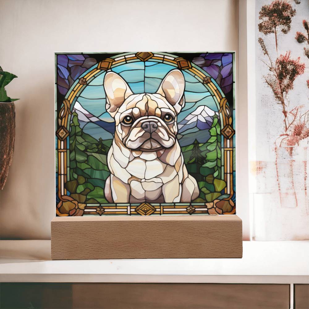 White French Bulldog Dog Acrylic  Square Plaque, Pet Memorial