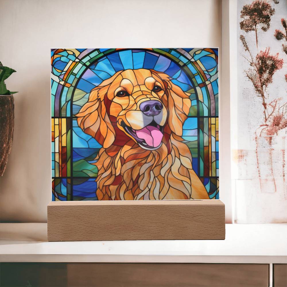 Golden Retriever Dog Acrylic  Square Plaque, Pet Memorial