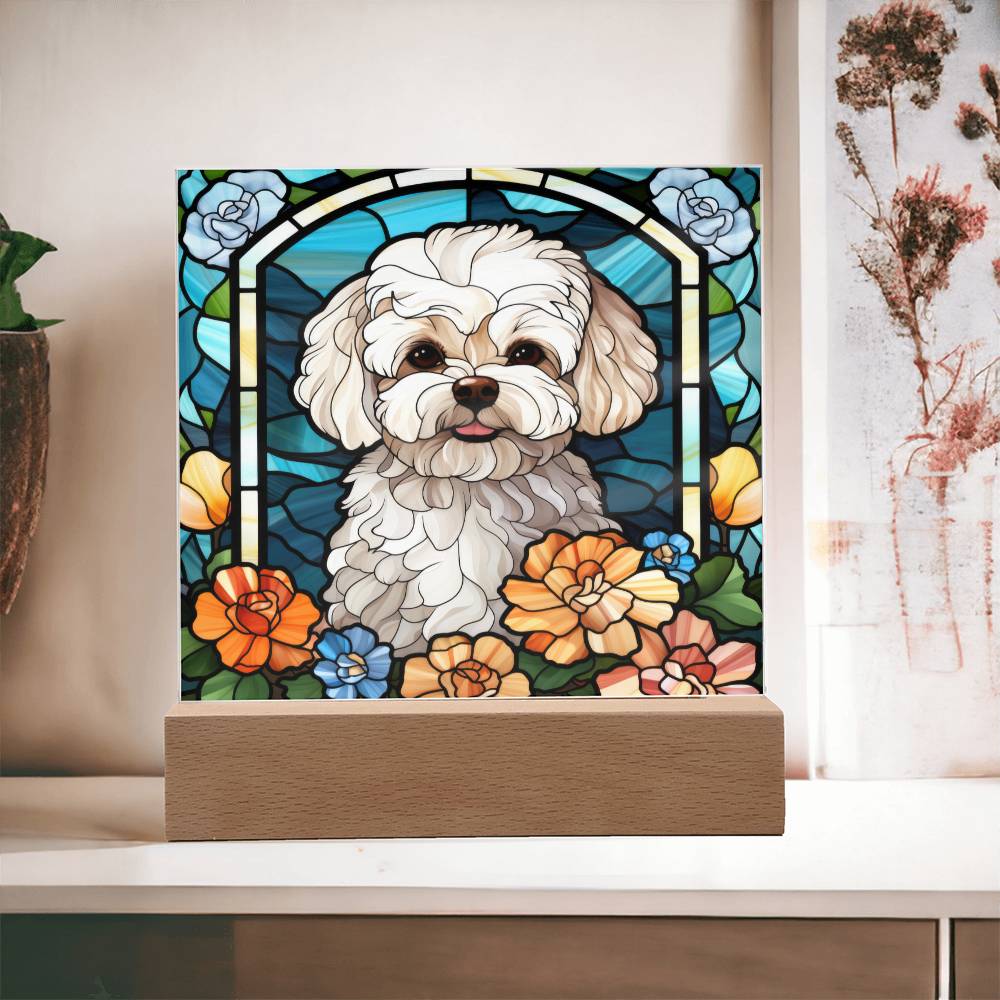 Maltipoo Dog Acrylic  Square Plaque, Pet Memorial