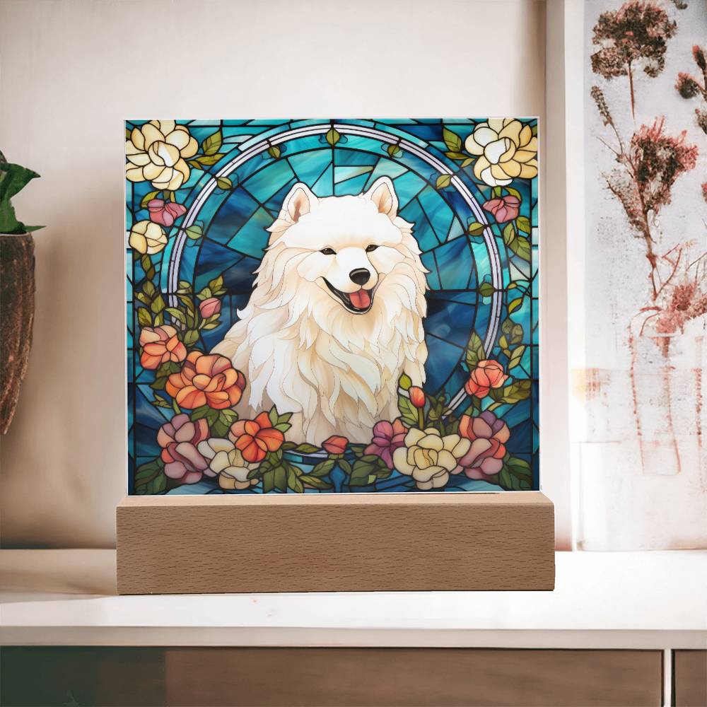 Samoyed Dog Acrylic  Square Plaque, Pet Memorial