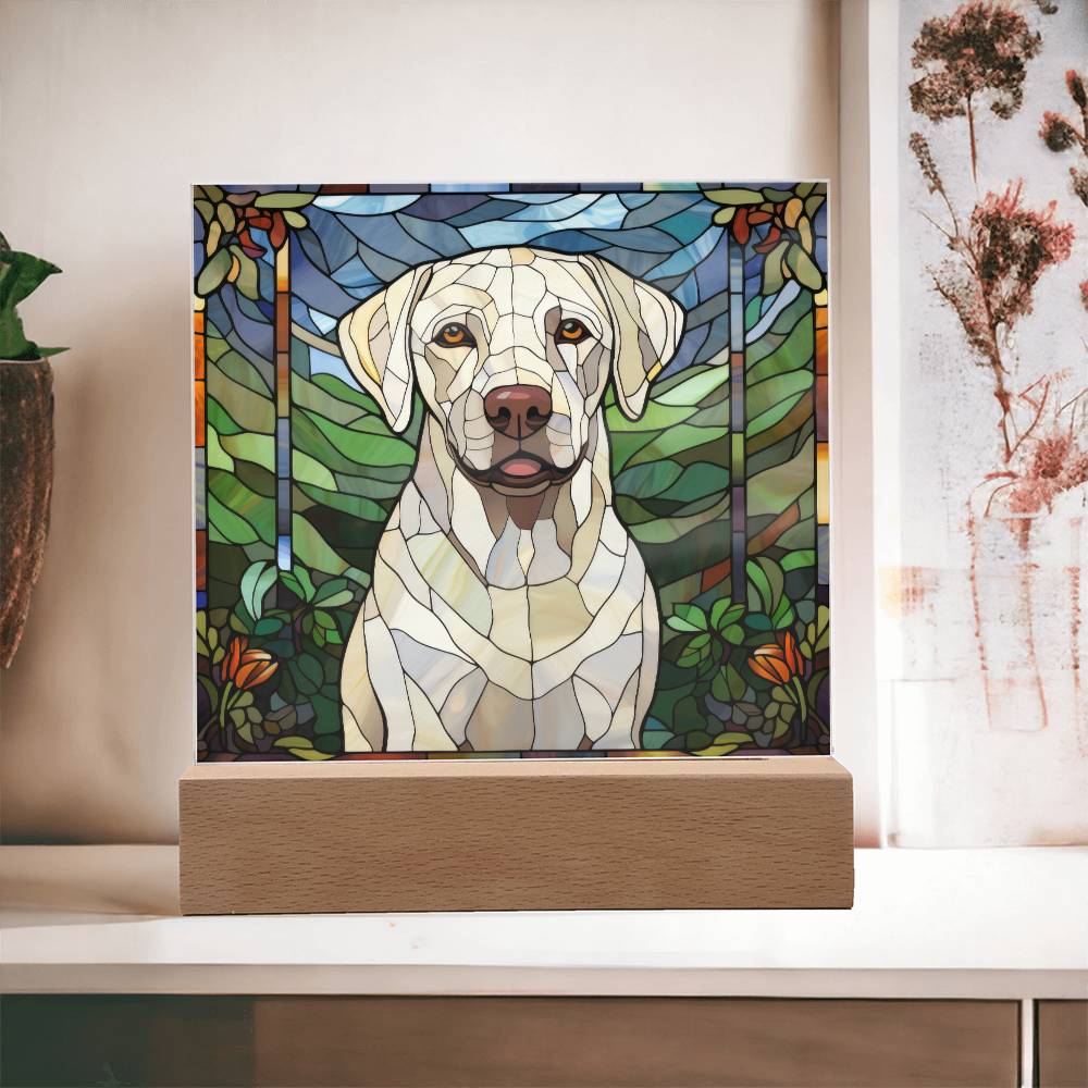 White Labrador Retriever Dog Acrylic  Square Plaque, Pet Memorial