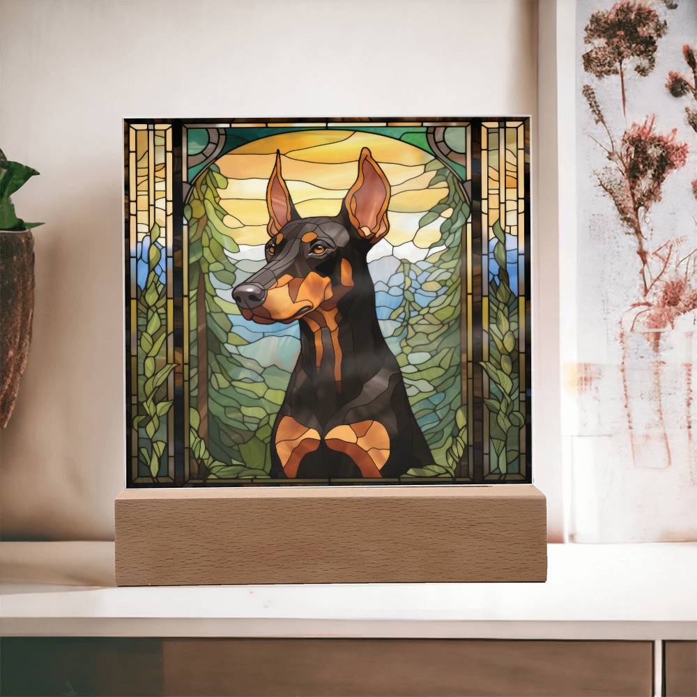 Dobermann Dog Acrylic  Square Plaque, Pet Memorial