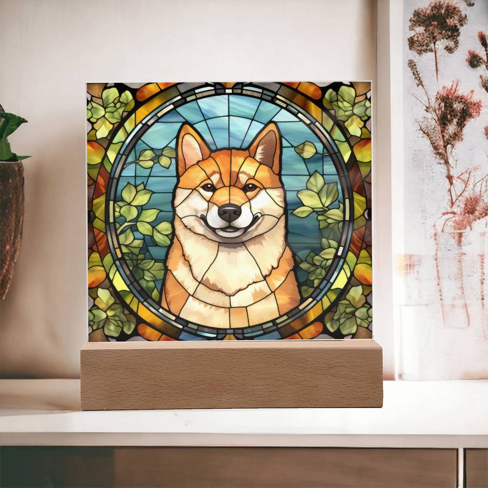 Shiba Inu Dog Acrylic  Square Plaque, Pet Memorial