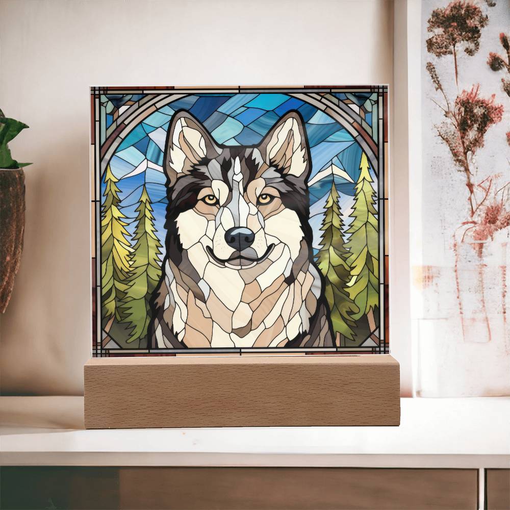 Siberian Husky Dog Acrylic  Square Plaque, Pet Memorial