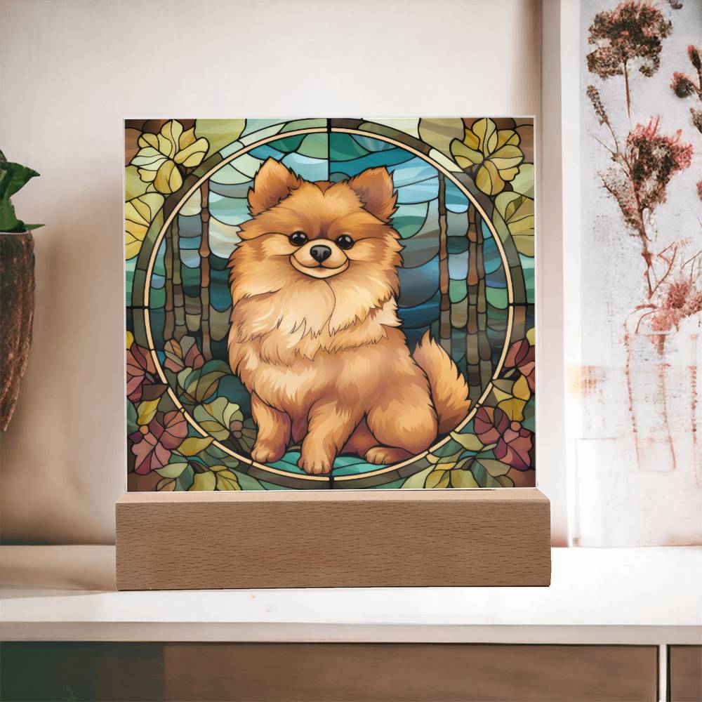 Pomeranian Dog Acrylic  Square Plaque, Pet Memorial