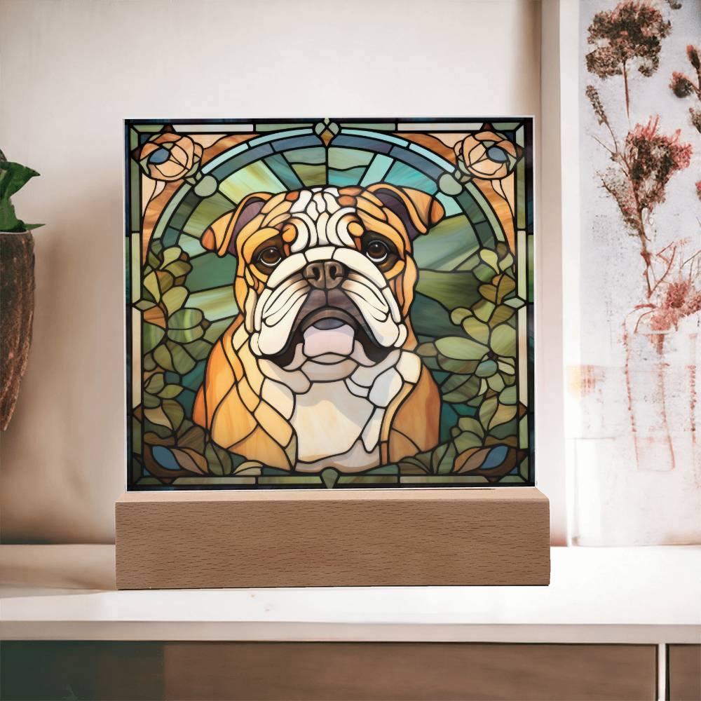 Bulldog Acrylic Square Plaque