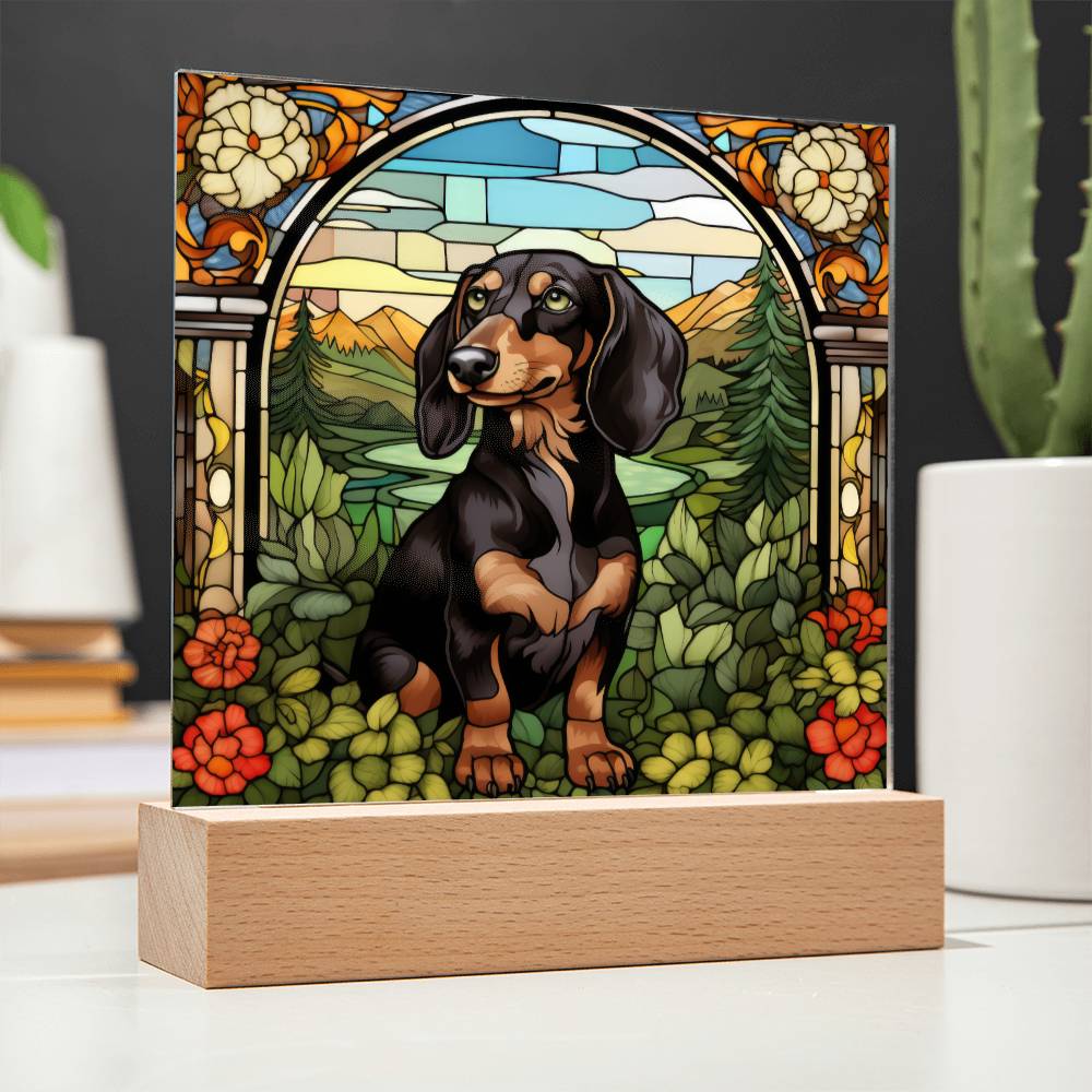 Dachshund Dog Acrylic  Square Plaque, Pet Memorial