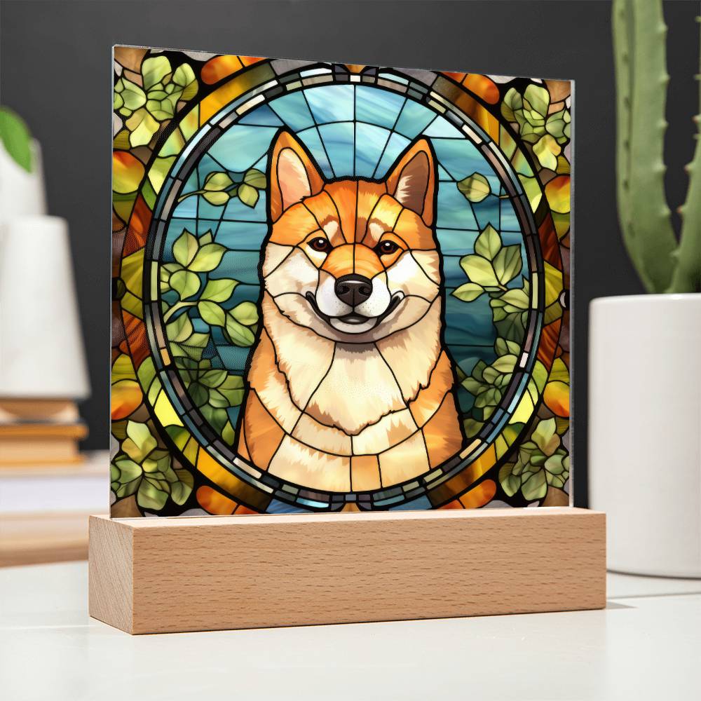 Shiba Inu Dog Acrylic  Square Plaque, Pet Memorial