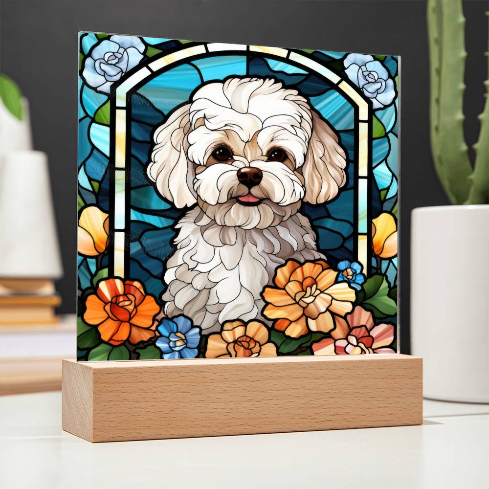 Maltipoo Dog Acrylic  Square Plaque, Pet Memorial