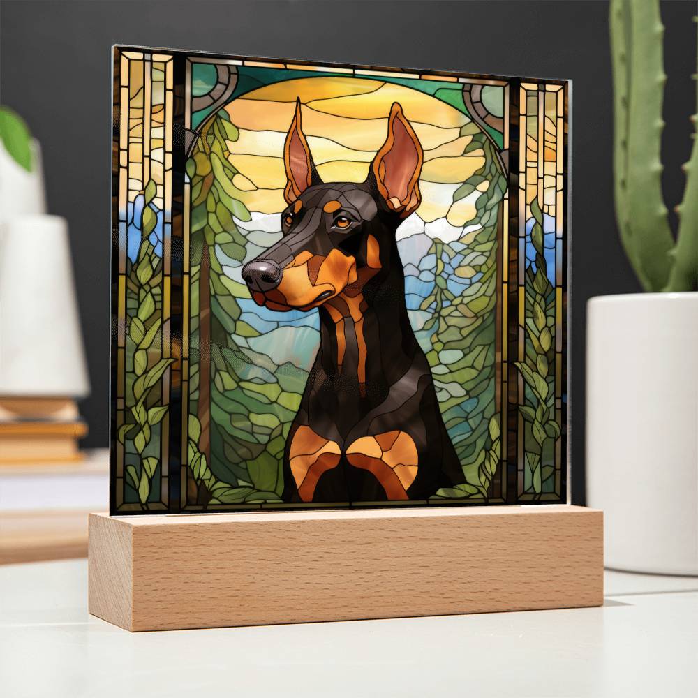 Dobermann Dog Acrylic  Square Plaque, Pet Memorial