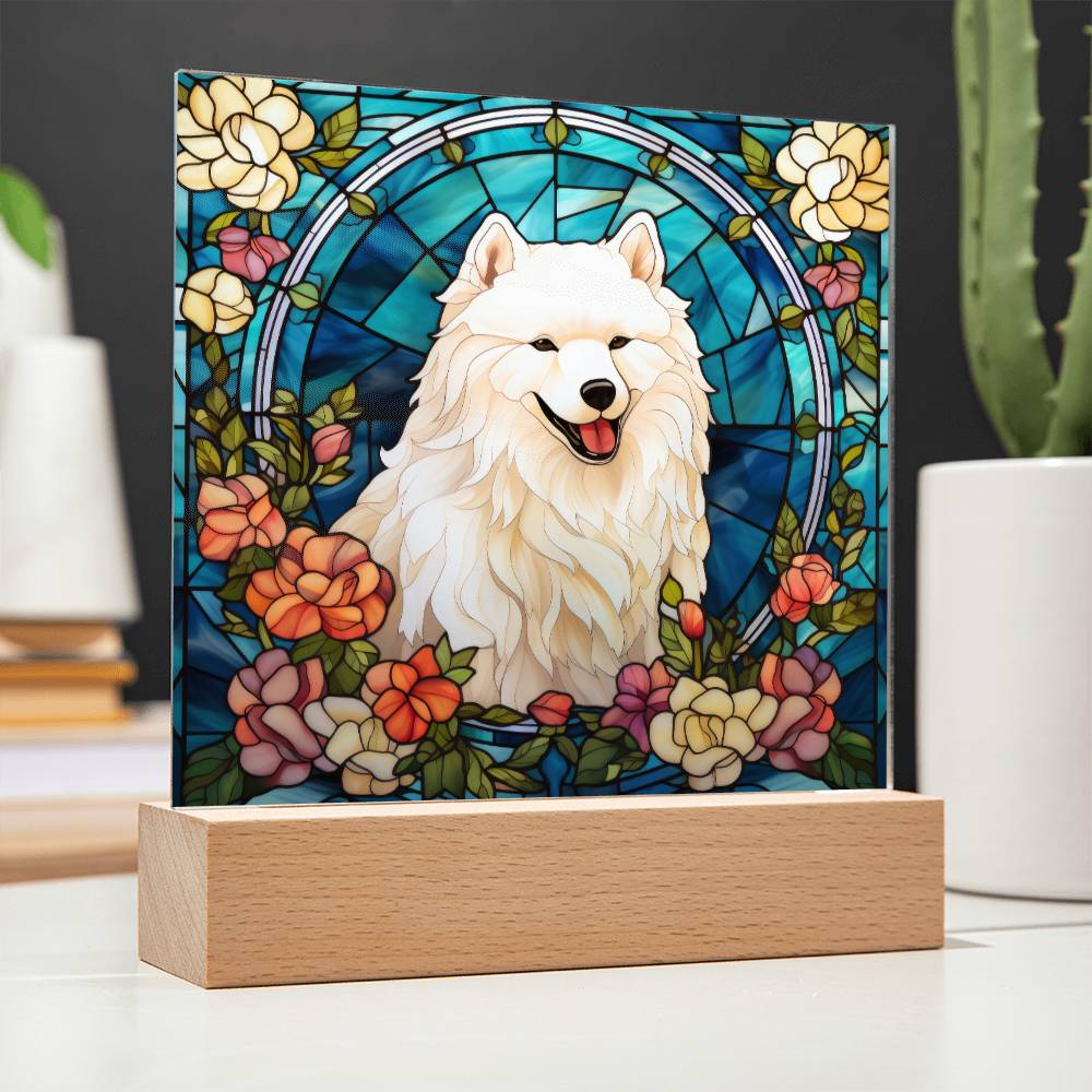 Samoyed Dog Acrylic  Square Plaque, Pet Memorial