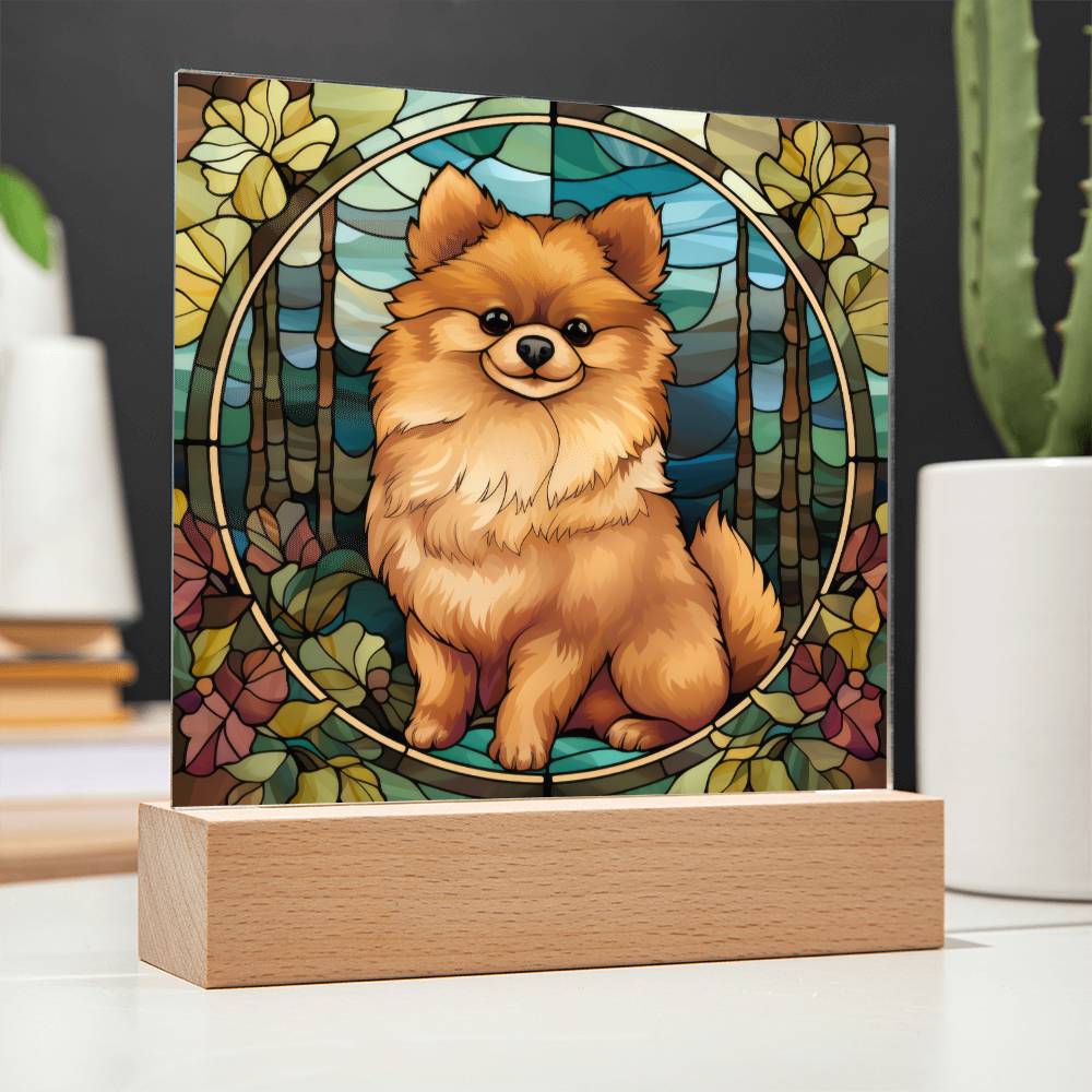 Pomeranian Dog Acrylic  Square Plaque, Pet Memorial