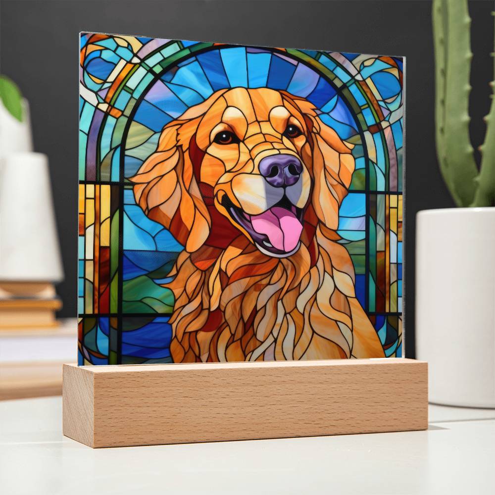 Golden Retriever Dog Acrylic  Square Plaque, Pet Memorial