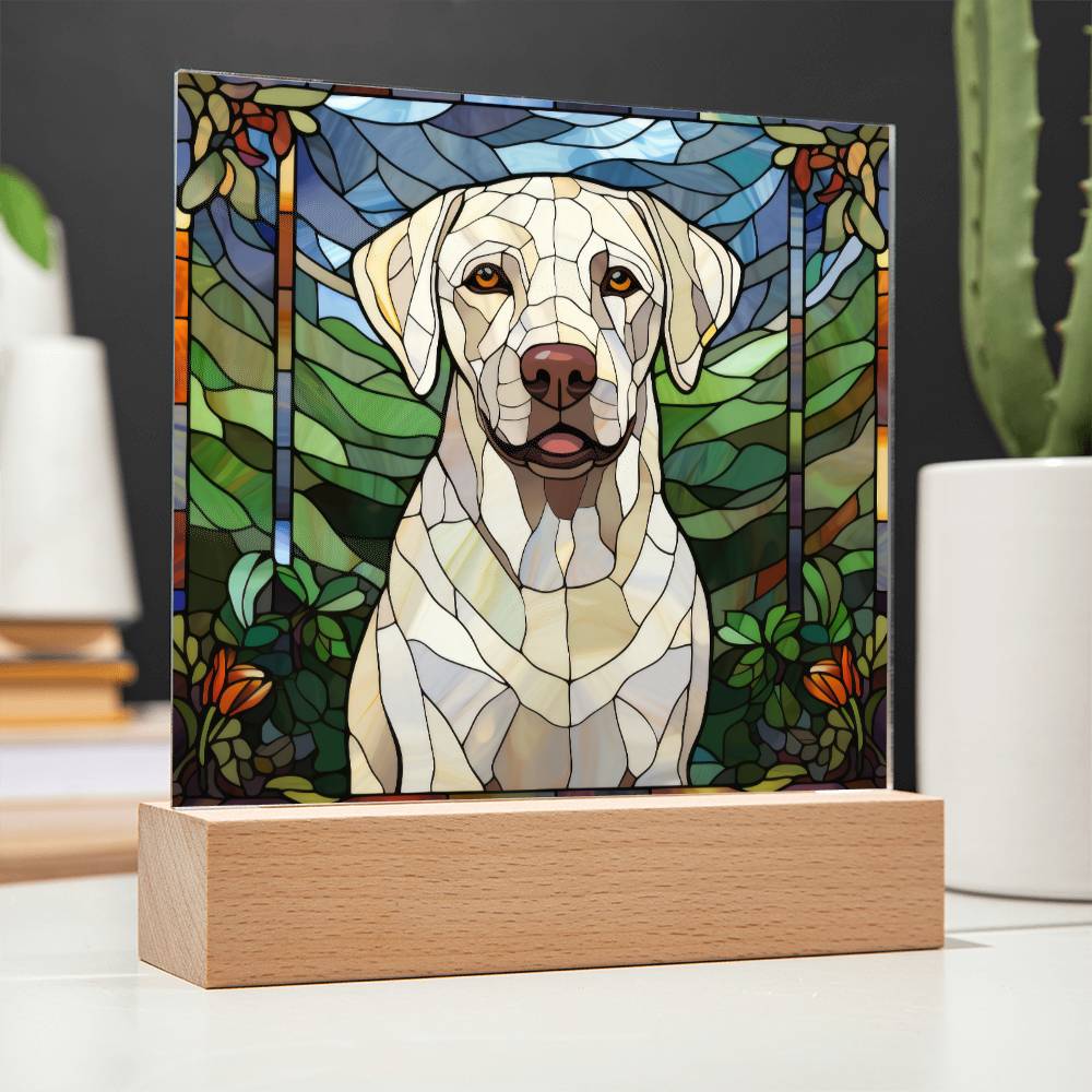 White Labrador Retriever Dog Acrylic  Square Plaque, Pet Memorial