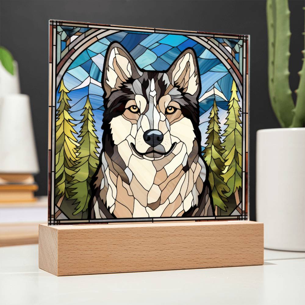 Siberian Husky Dog Acrylic  Square Plaque, Pet Memorial