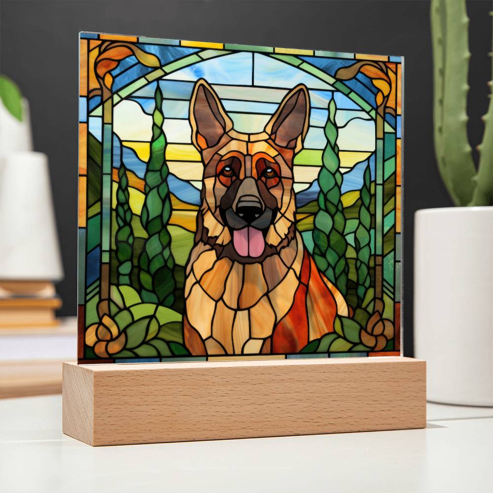 German Shepherd Dog Acrylic  Square Plaque, Pet Memorial