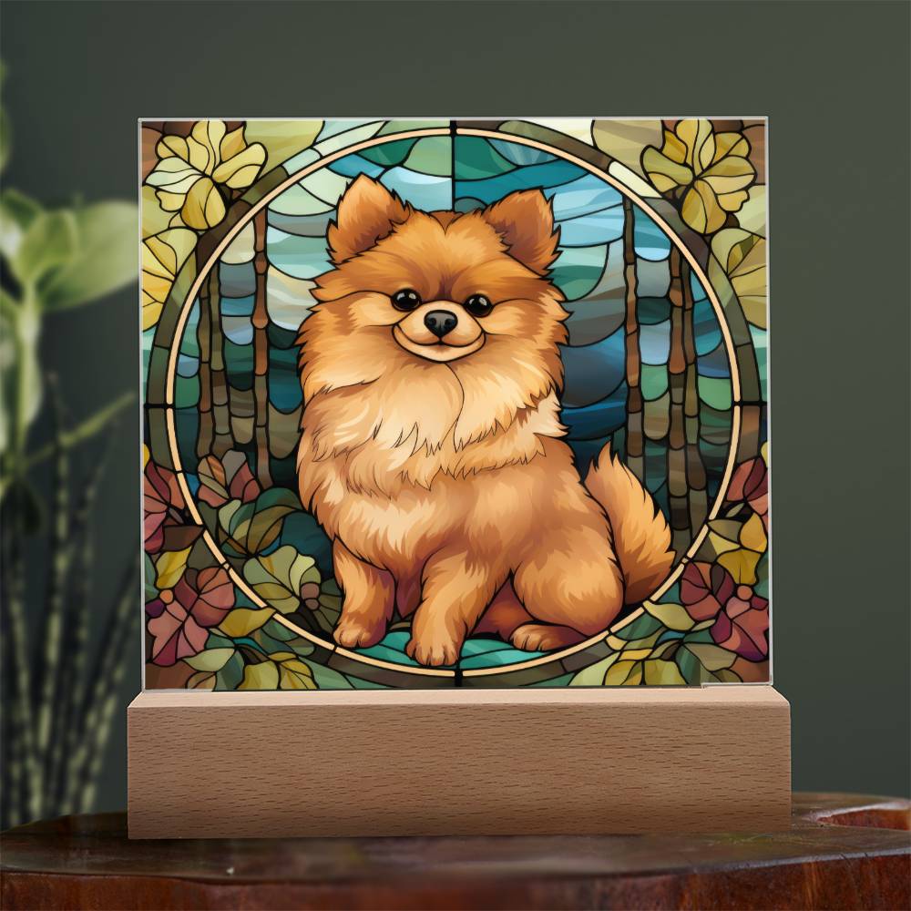 Pomeranian Dog Acrylic  Square Plaque, Pet Memorial