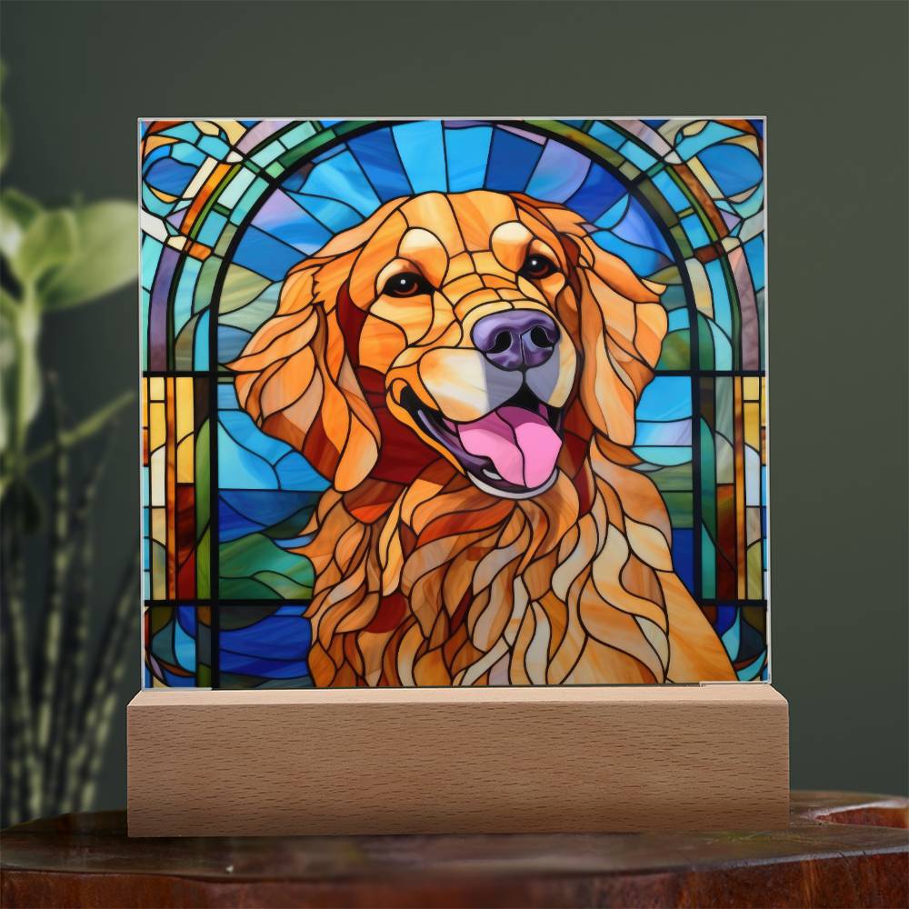 Golden Retriever Dog Acrylic  Square Plaque, Pet Memorial