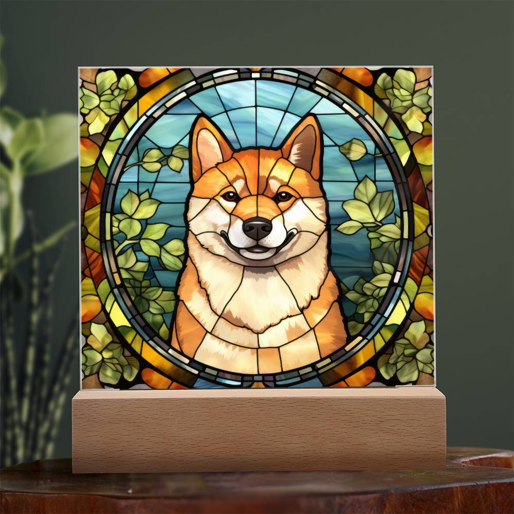 Shiba Inu Dog Acrylic  Square Plaque, Pet Memorial