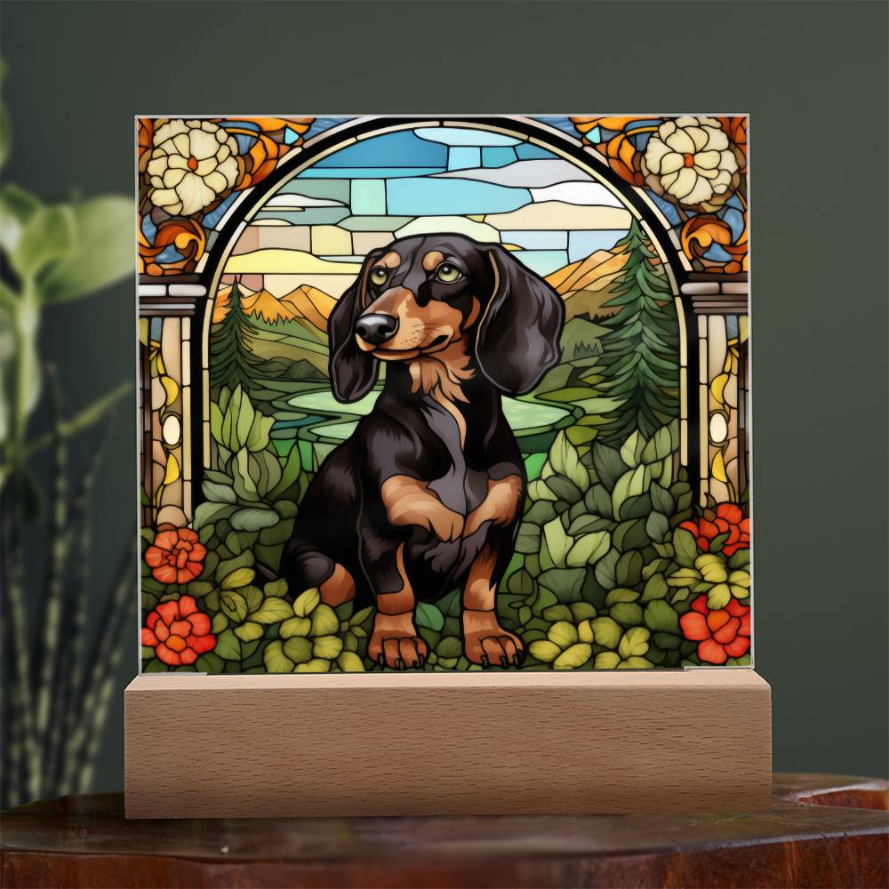 Dachshund Dog Acrylic  Square Plaque, Pet Memorial