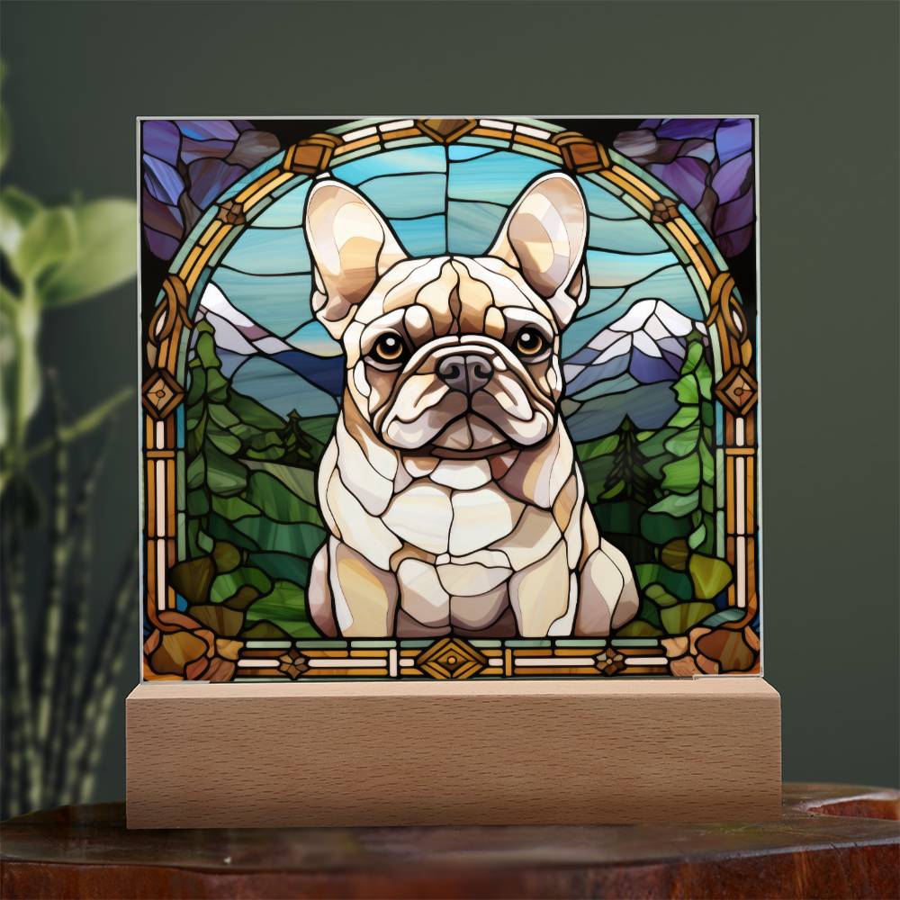 White French Bulldog (1) Dog Acrylic  Square Plaque, Pet Memorial