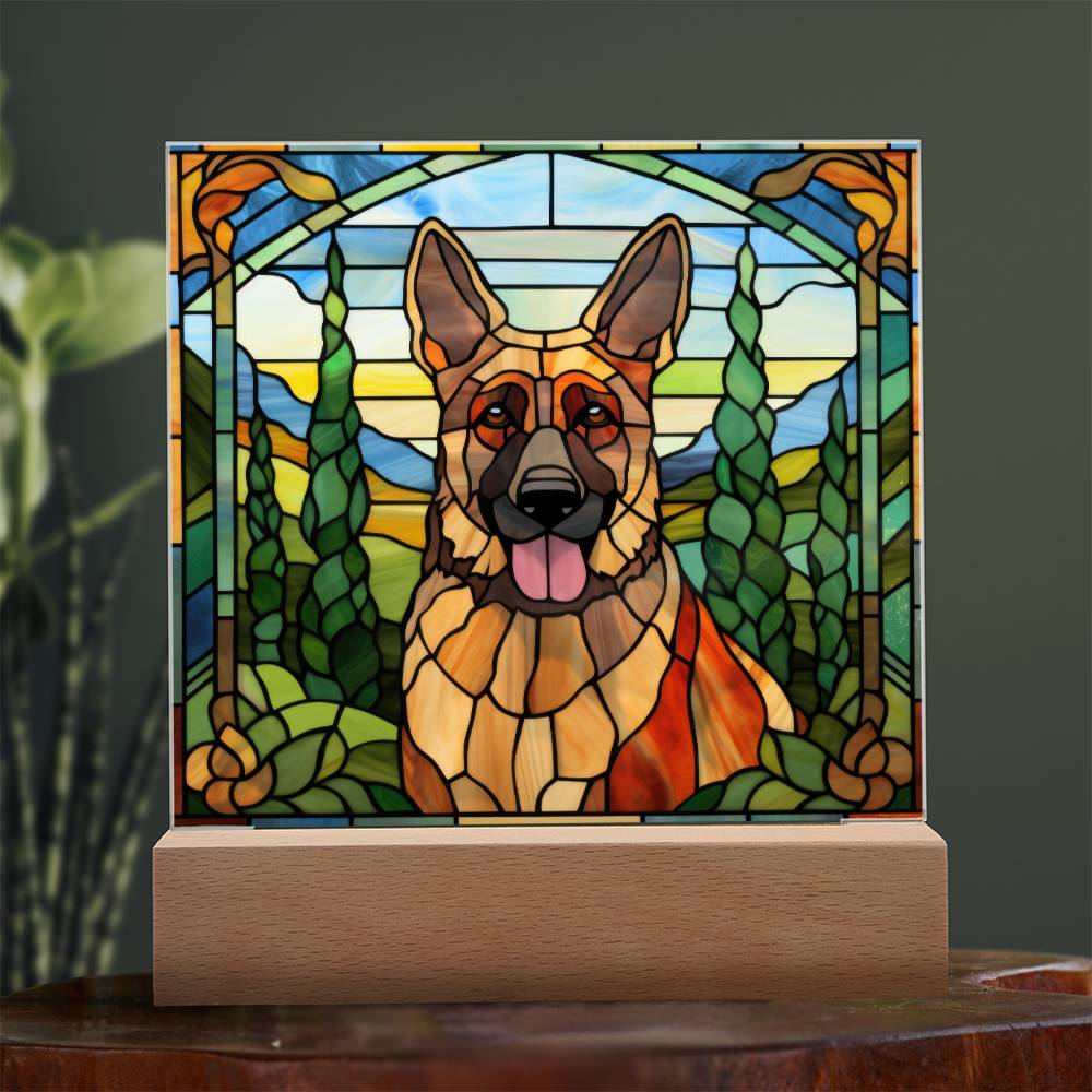 German Shepherd Dog Acrylic  Square Plaque, Pet Memorial