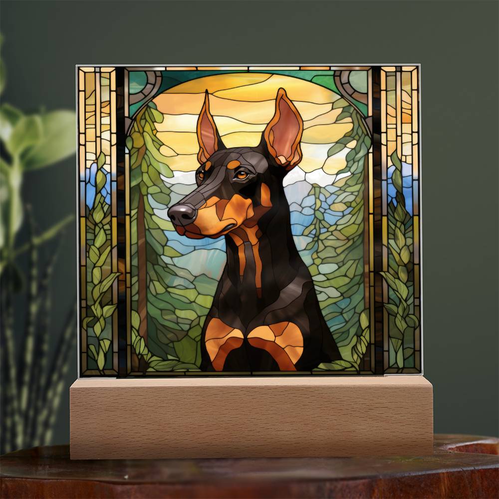 Dobermann Dog Acrylic  Square Plaque, Pet Memorial