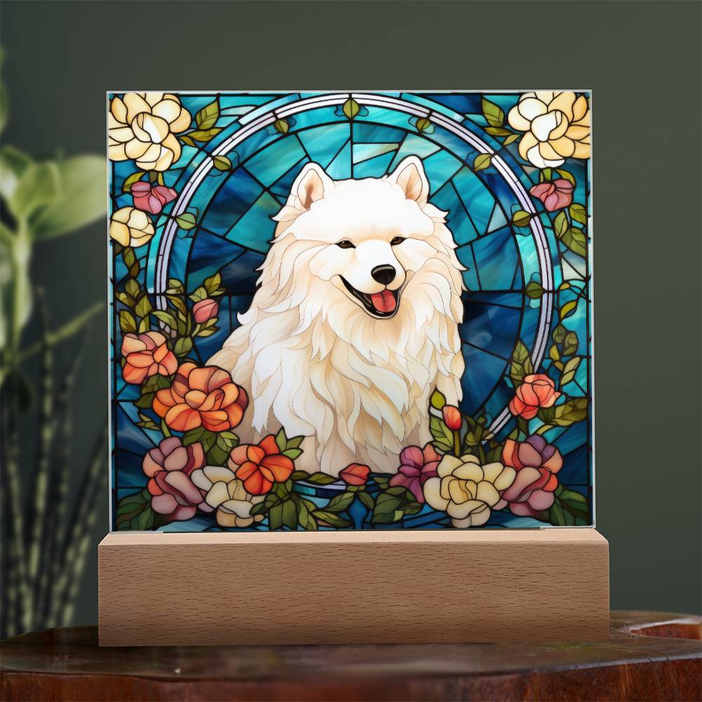 Samoyed Dog Acrylic  Square Plaque, Pet Memorial