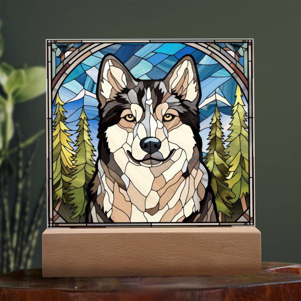 Siberian Husky Dog Acrylic  Square Plaque, Pet Memorial