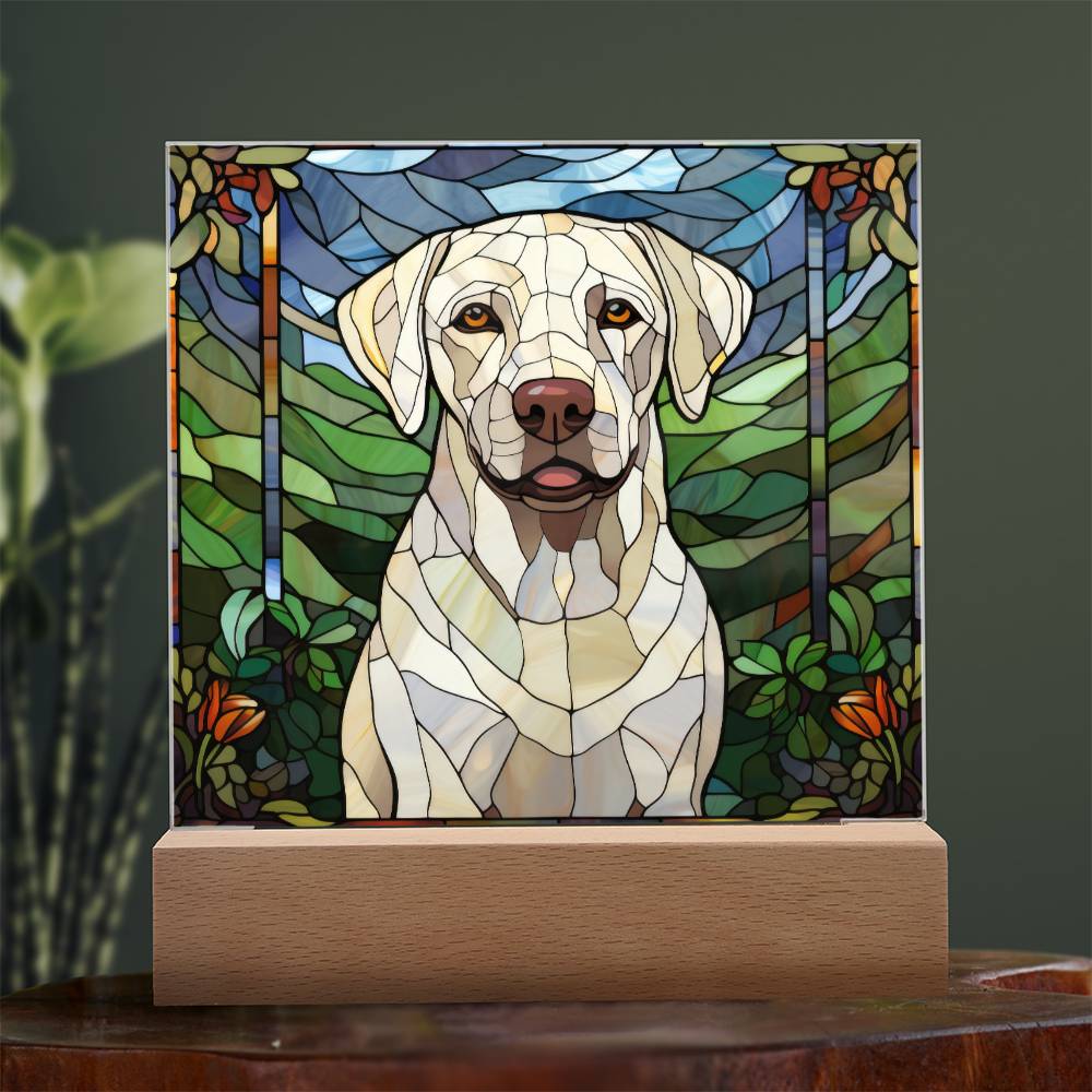 White Labrador Retriever Dog Acrylic  Square Plaque, Pet Memorial