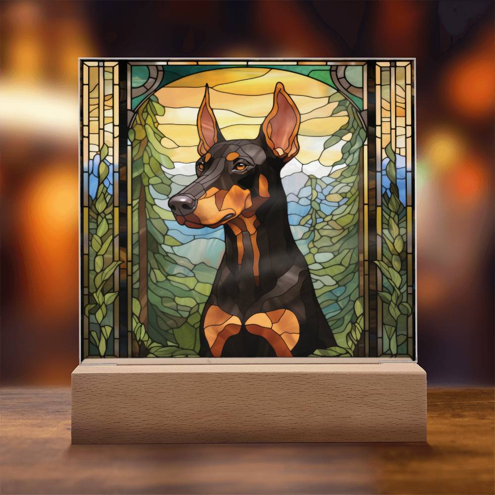 Dobermann Dog Acrylic  Square Plaque, Pet Memorial