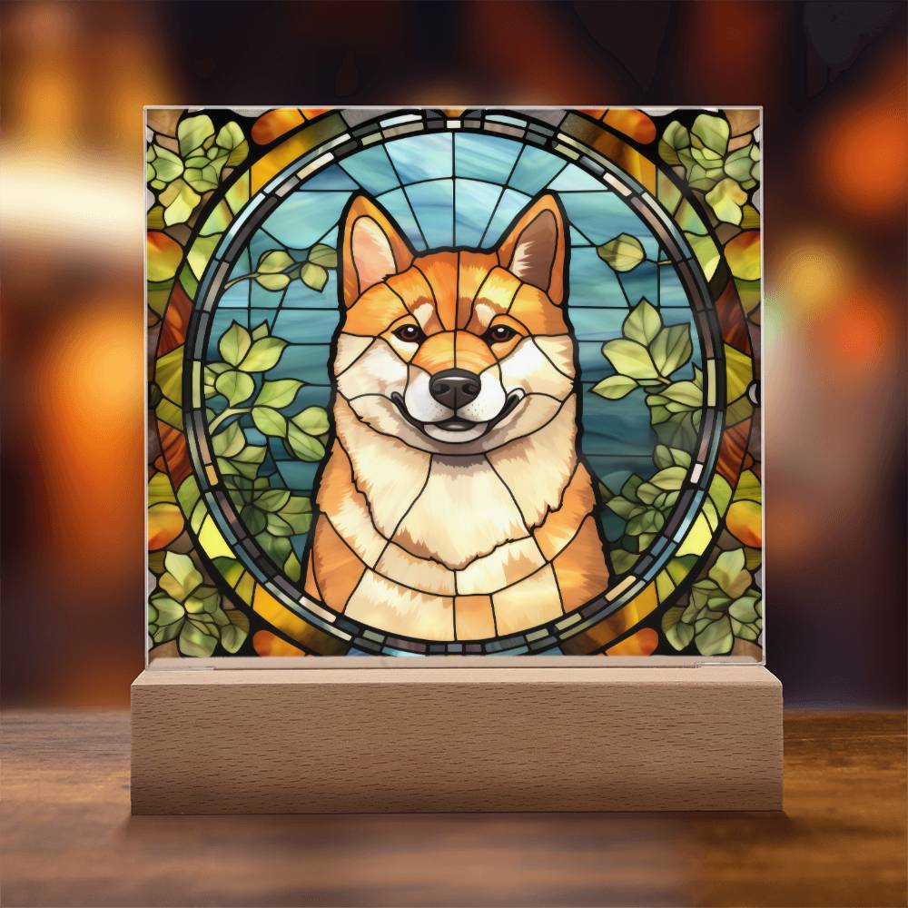 Shiba Inu Dog Acrylic  Square Plaque, Pet Memorial