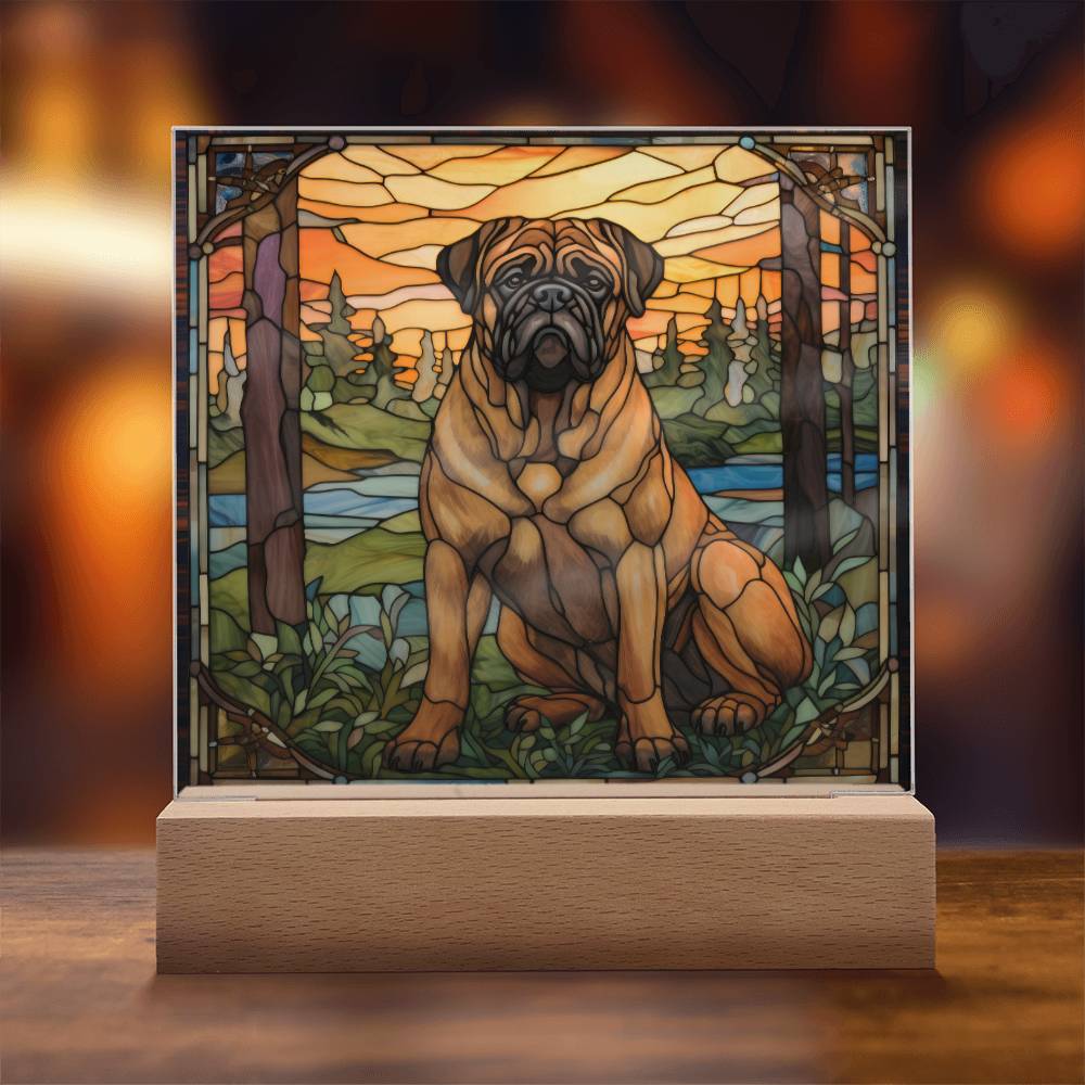 Bullmastiff Dog Acrylic  Square Plaque, Pet Memorial