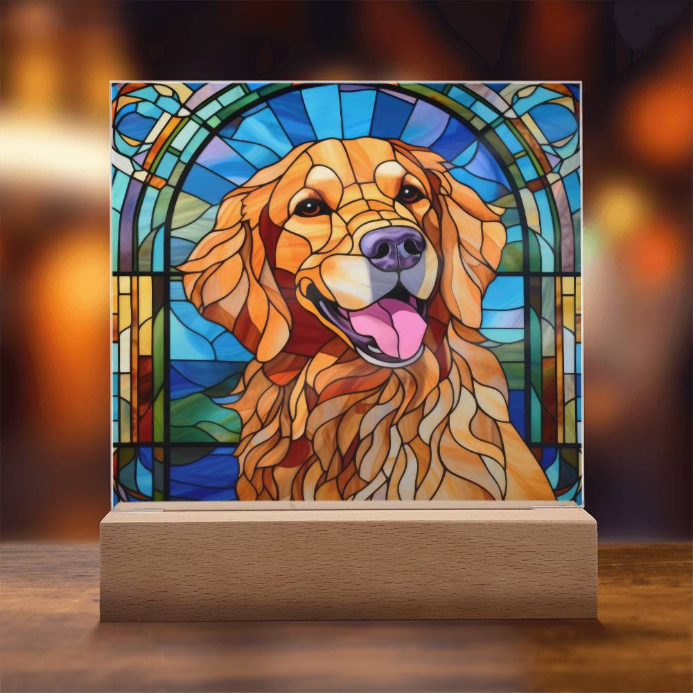 Golden Retriever Dog Acrylic  Square Plaque, Pet Memorial