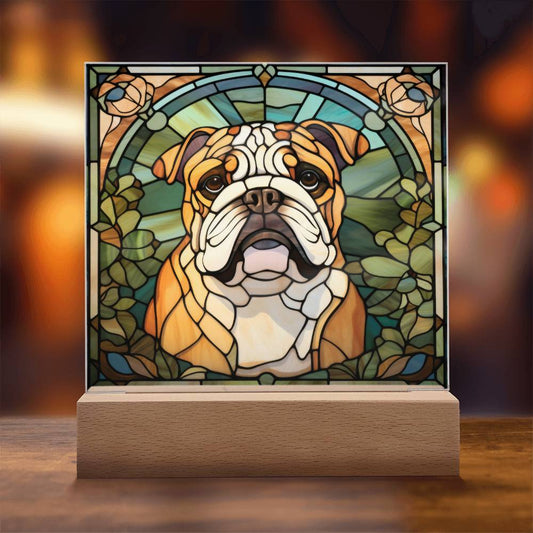 Bulldog Acrylic Square Plaque