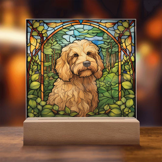 Goldendoodle Dog Acrylic  Square Plaque, Pet Memorial