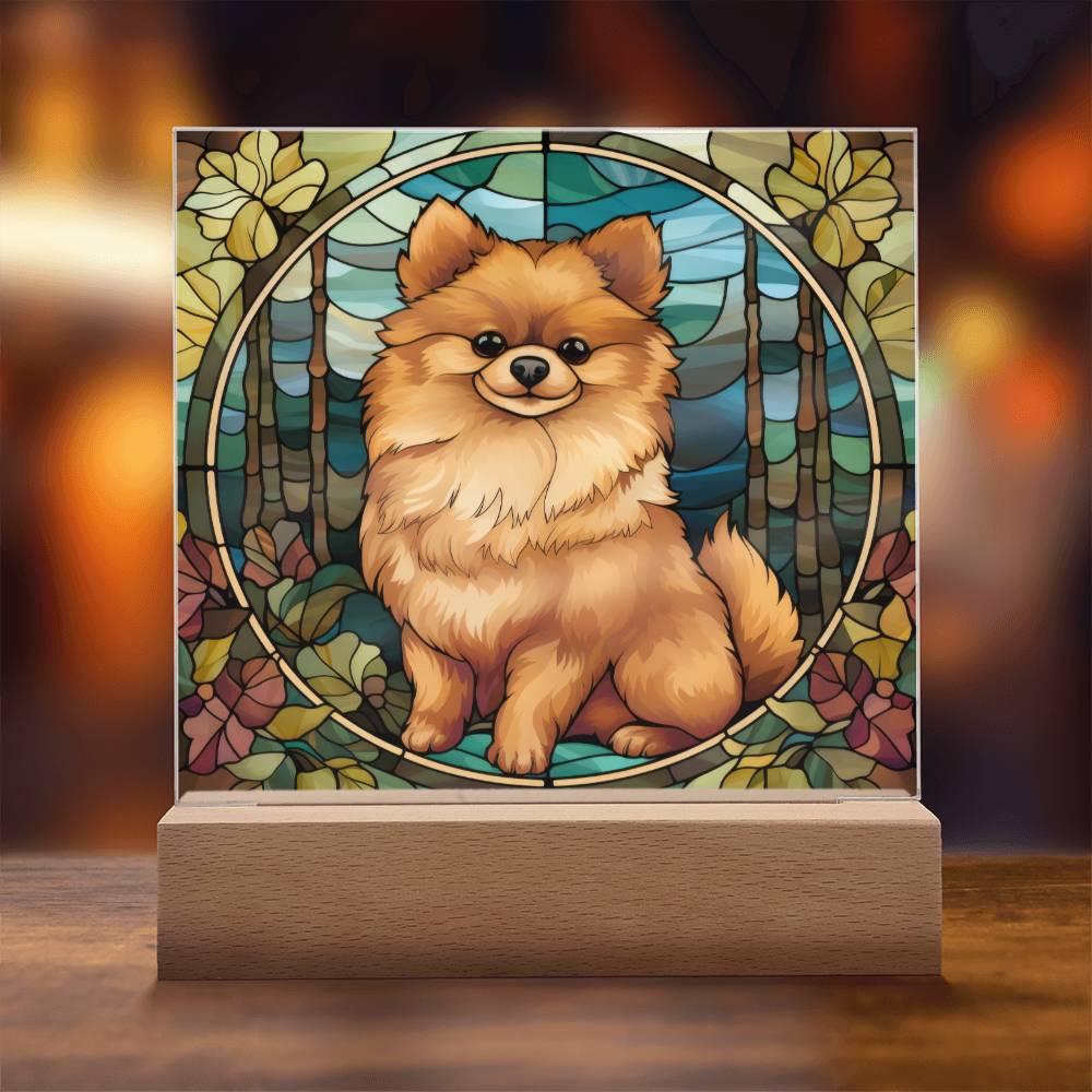 Pomeranian Dog Acrylic  Square Plaque, Pet Memorial