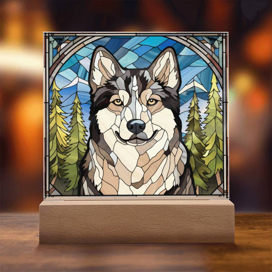 Siberian Husky Dog Acrylic  Square Plaque, Pet Memorial