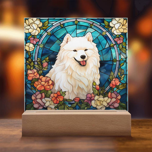 Samoyed Dog Acrylic  Square Plaque, Pet Memorial