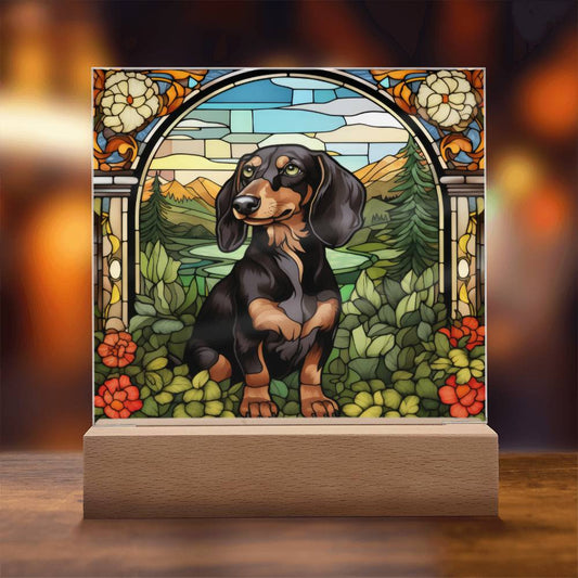 Dachshund Dog Acrylic  Square Plaque, Pet Memorial