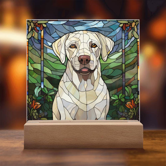 White Labrador Retriever Dog Acrylic  Square Plaque, Pet Memorial