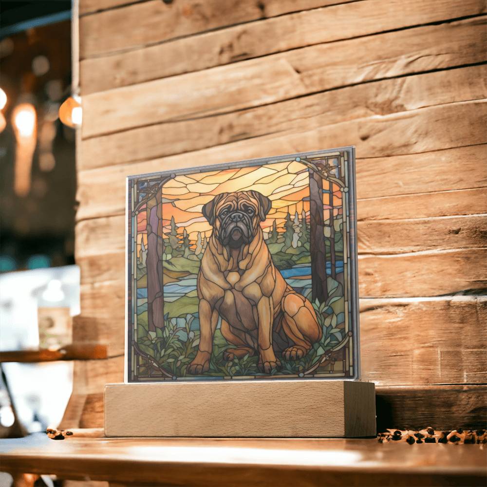 Bullmastiff Dog Acrylic  Square Plaque, Pet Memorial