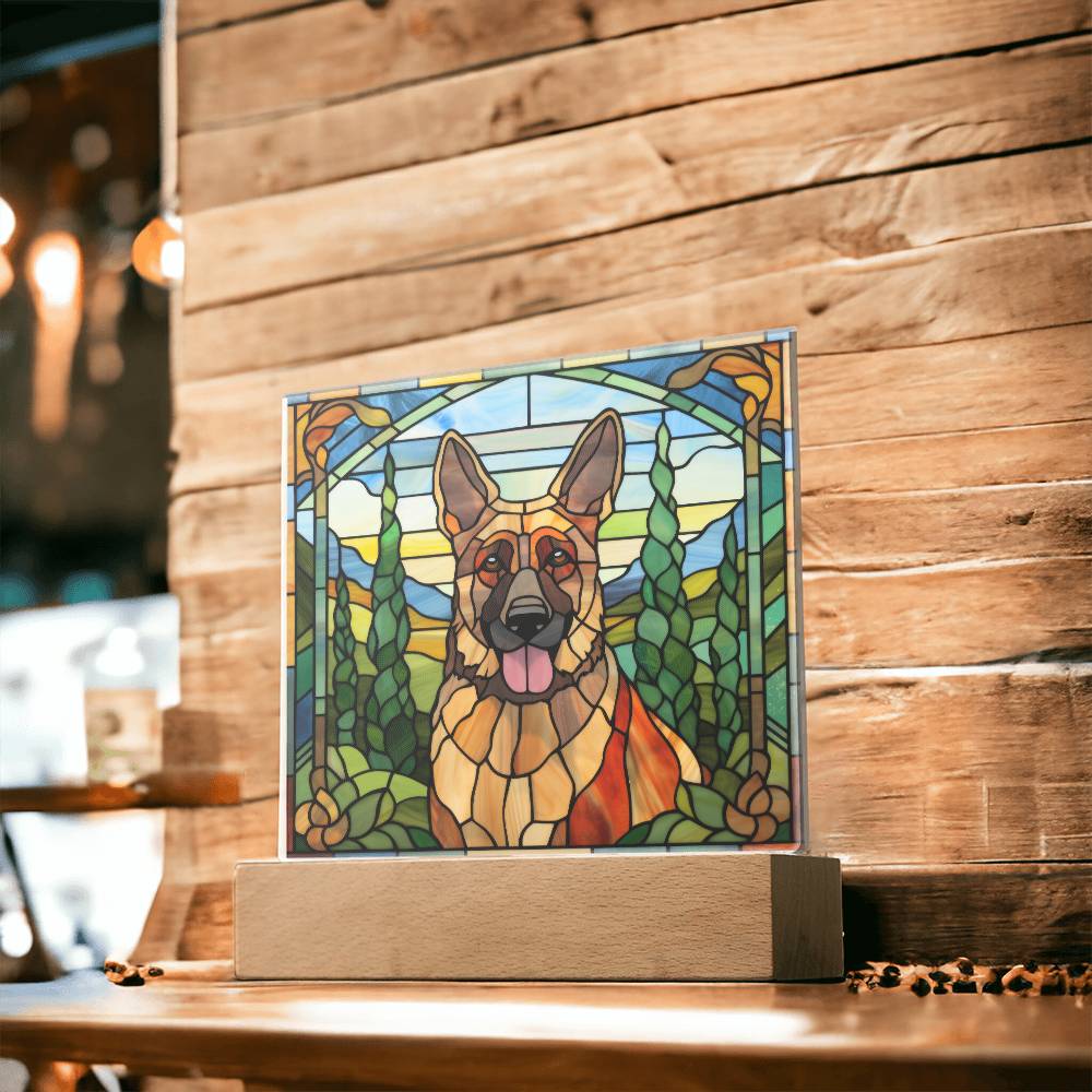 German Shepherd Dog Acrylic  Square Plaque, Pet Memorial