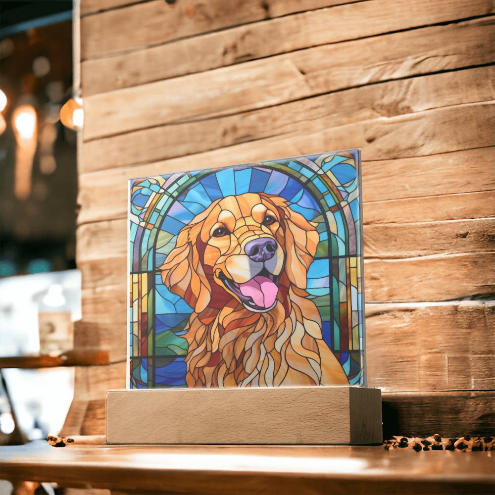 Golden Retriever Dog Acrylic  Square Plaque, Pet Memorial