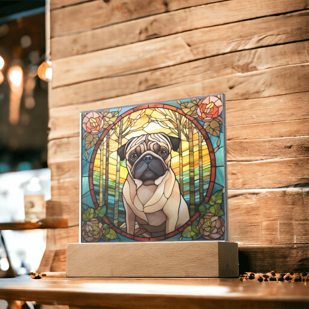 Pug Dog Acrylic  Square Plaque, Pet Memorial