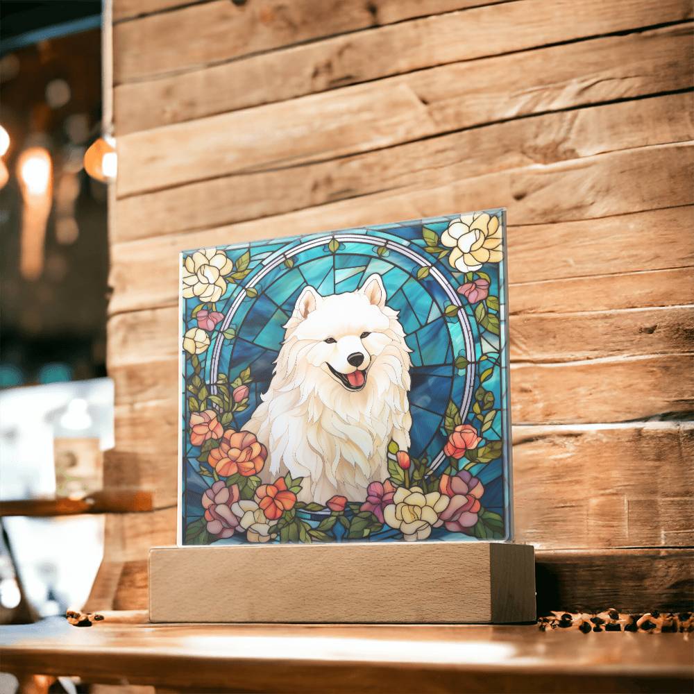 Samoyed Dog Acrylic  Square Plaque, Pet Memorial