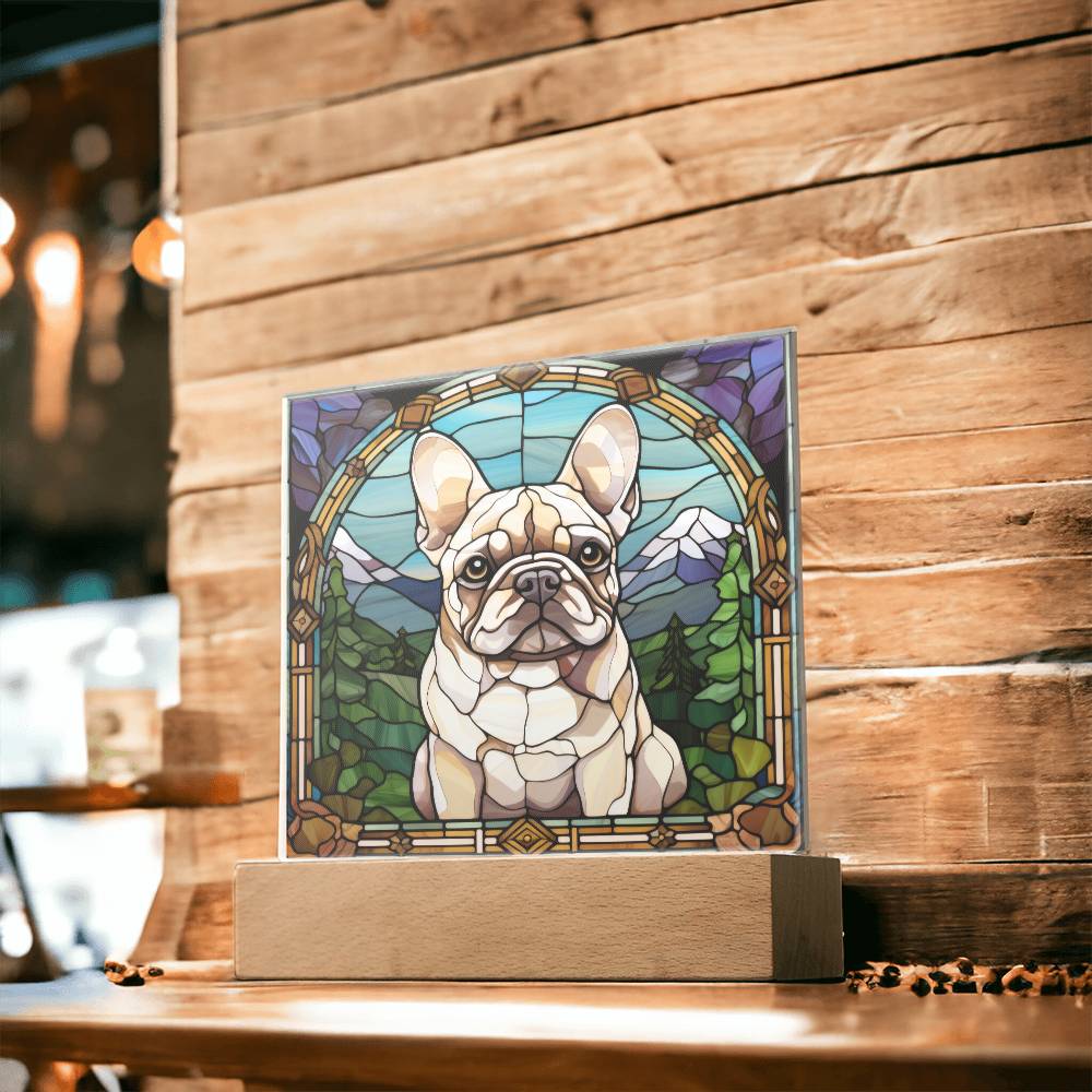 White French Bulldog Dog Acrylic  Square Plaque, Pet Memorial