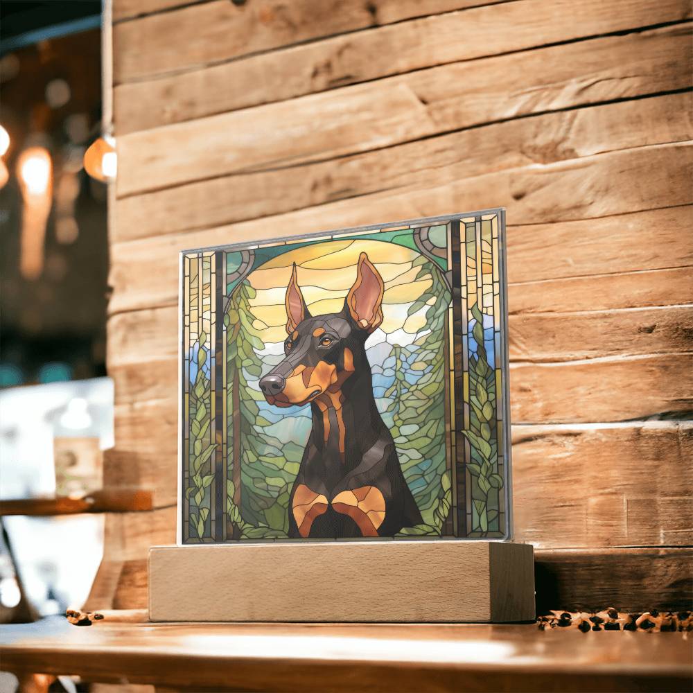 Dobermann Dog Acrylic  Square Plaque, Pet Memorial