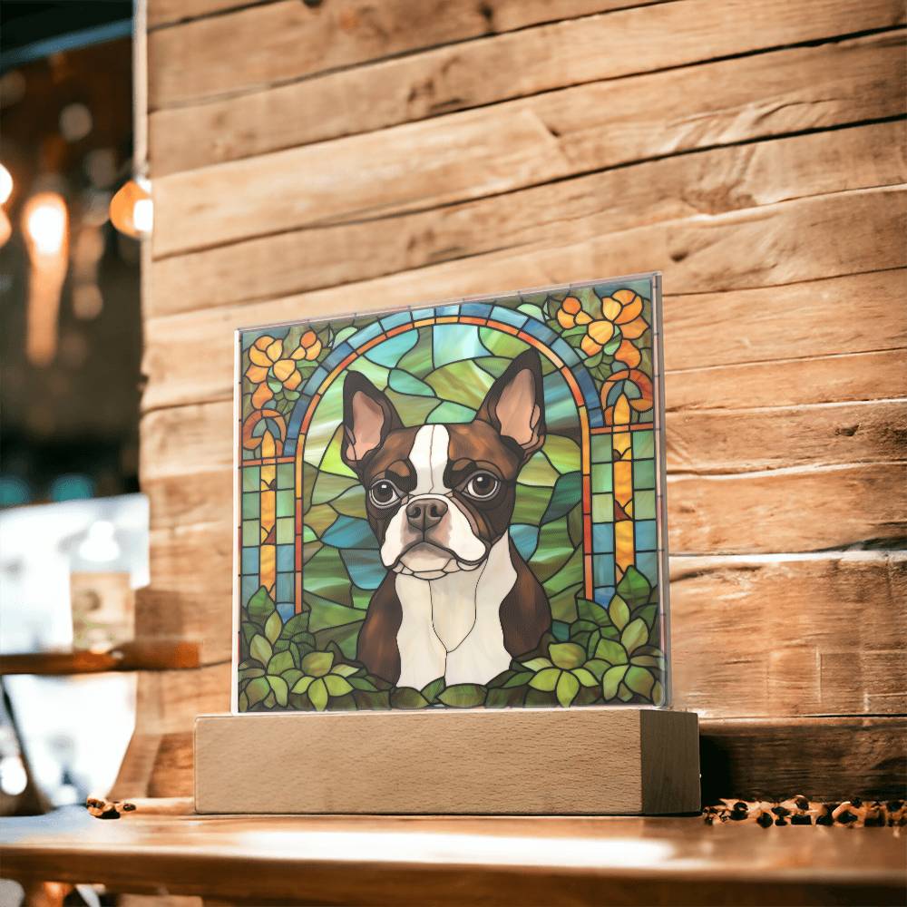 Brown Boston Terrier Plaque