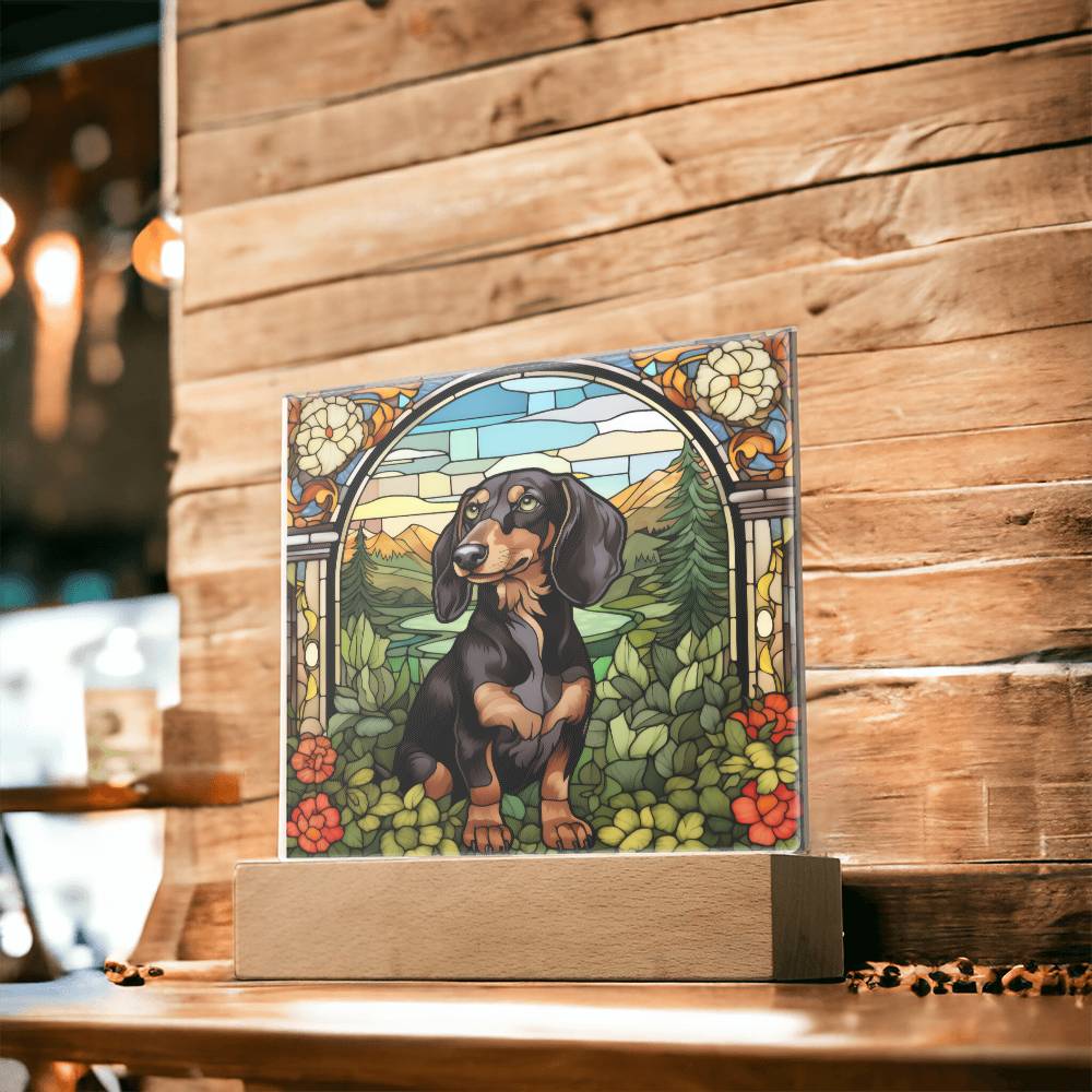 Dachshund Dog Acrylic  Square Plaque, Pet Memorial